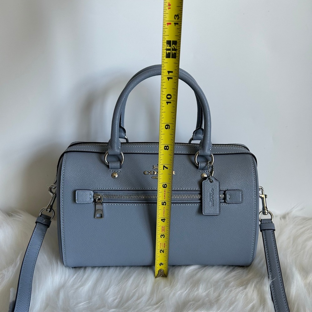 Coach Rowan Twilight Blue Crossgrain Leather Satchel New - Picture 8 of 9